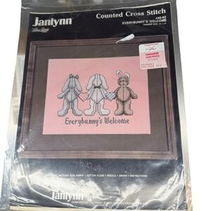 Janlynn Everybunny's Welcome Counted Cross Stitch Kit 40-62 Vintage 1987 New